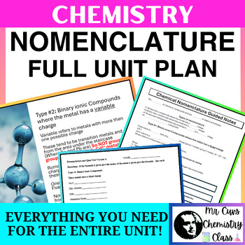 Preview of Chemistry Nomenclature Unit Plan (PowerPoint, Guided Notes, HW, Review, Test)