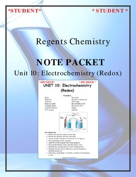 Preview of NGSS Regents Chemistry Note Packet - Unit 10: Electrochemistry (Redox)