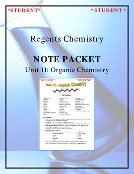 Preview of NGSS Regents Chemistry Note Packet - Unit 11: Organic Chemistry