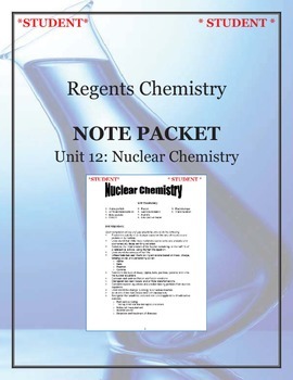Preview of NGSS Regents Chemistry Note Packet - Unit 12: Nuclear Chemistry