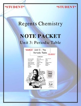 Preview of NGSS Regents Chemistry Note Packet - Unit 3: Periodic Table