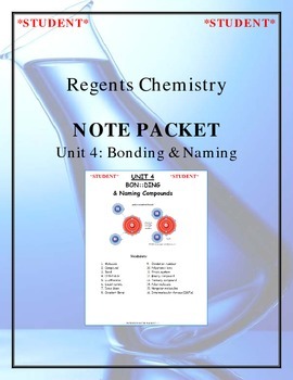 Preview of NGSS Regents Chemistry Note Packet - Unit 4: Bonding & Naming