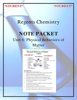 Preview of NGSS Regents Chemistry Note Packet - Unit 6: Physical Behaviors of Matter