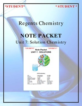 Preview of NGSS Regents Chemistry Note Packet - Unit 7: Solutions