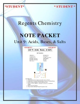 Preview of NGSS Regents Chemistry Note Packet - Unit 9: Acids, Bases & Salts