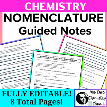 Preview of Chemistry Physical Science Chemical Nomenclature Full Unit Guided Notes