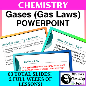 Preview of Chemistry Physical Science Gases (Gas laws) PowerPoint PPT Unit