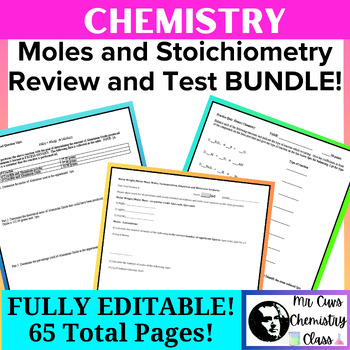 Preview of Chemistry Physical Science - Moles - Stoichiometry Review / Unit Test BUNDLE!