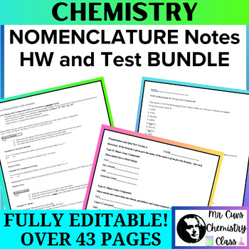 Preview of Chemistry Physical Science Nomenclature Notes Worksheets Review Unit Test BUNDLE