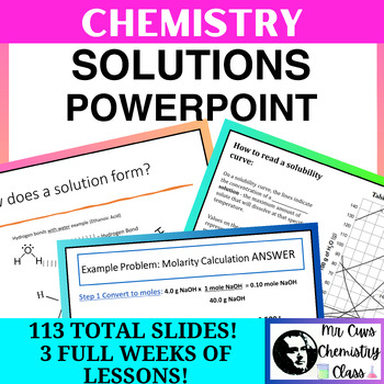 Preview of Chemistry Physical Science Solutions Solubility Full Unit PowerPoint PPT