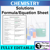 Chemistry Physical Science Solutions Unit Formula Sheet [g
