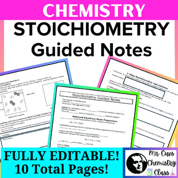 Preview of Chemistry Physical Science Stoichiometry Full Unit Complete Guided Notes