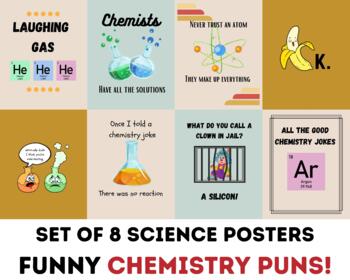 Chemistry Puns Posters (set of 8), Science Classroom Decor, Funny Science  Jokes