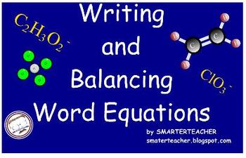 Preview of Chemistry SMART Notebook Writing Word Equations