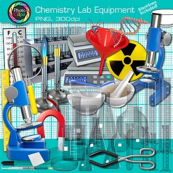 Preview of Chemistry Science Lab Equipment Clipart: Beaker Flask Clip Art Transparent PNG