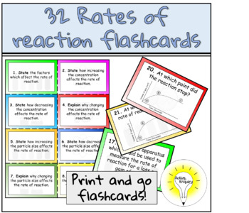 Preview of 32 Rates of chemical reactions - FLASHCARDS (CHEMISTRY/SCIENCE)