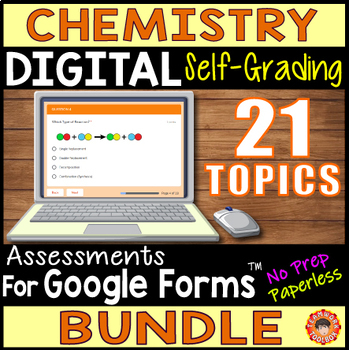 Preview of Chemistry Self-Grading Quiz Assessments 21 Topic BUNDLE for Google Forms