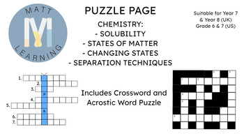 Preview of Chemistry - States of Matter Puzzle Page (Printout)