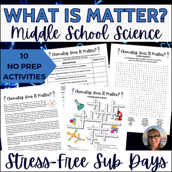 Preview of Chemistry and Matter Activities Middle School Science Sub Plans Independent Work