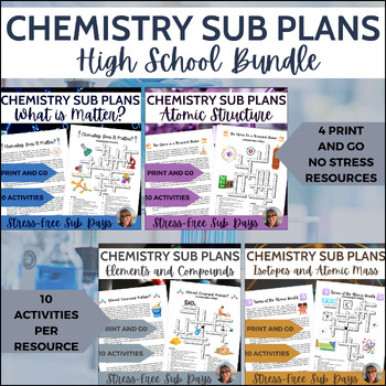 Preview of Chemistry Sub Plans and Independent Work Bundle No Prep Print and Go Lessons