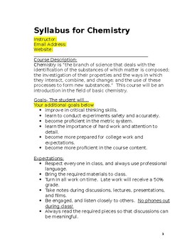 Preview of Chemistry Syllabus in WORD