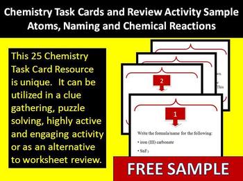 Preview of Chemistry Task Cards and Review Activity Sample - Unique and Highly Engaging