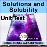 Solutions and Solubility Chemistry Test