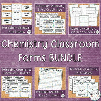 Preview of Chemistry-Themed Classroom Forms BUNDLE | Science Classroom Forms Bundle