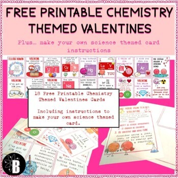 Preview of Chemistry Themed Printable Science Valentine's Day Cards