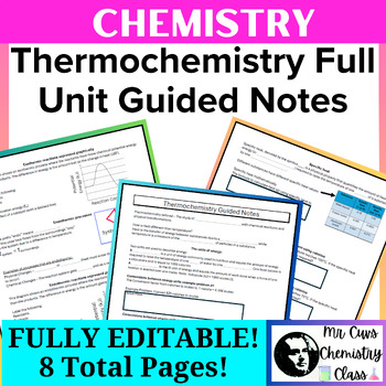 Preview of Chemistry Thermochemistry Unit guided notes (specific heat, enthalpy + more!)