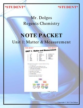 Preview of NGSS Regents Chemistry Note Packet - Unit 1: Matter & Measurement