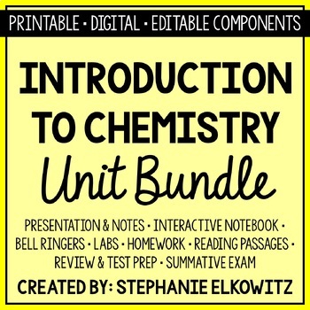 Preview of Chemistry Unit Bundle | Printable, Digital & Editable Components
