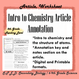 Chemistry Unit Intro Article- SPED BIOLOGY *PRINTABLE/ DIG