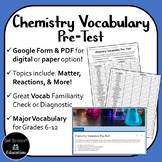 Chemistry Vocabulary Pretest - Digital and Printable