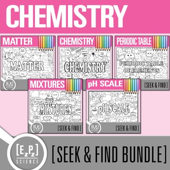 Preview of Chemistry Vocabulary Search Activity Bundle | Seek and Find Science Doodle