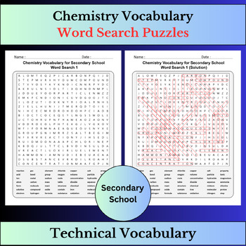 Preview of Chemistry Vocabulary Terms | Word Search Puzzles Activities | Secondary school