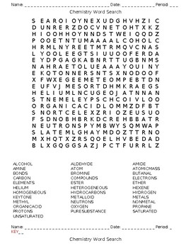 Preview of Chemistry Word Search w/KEY