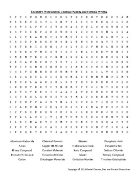 Preview of Chemistry Word Search - Chemical Naming and Formula Writing