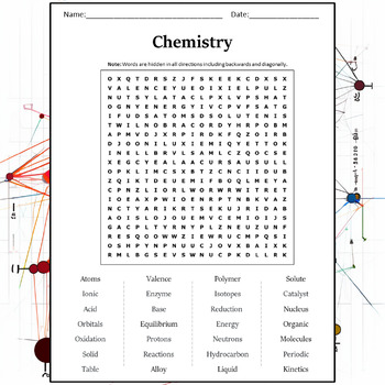 Chemistry Word Search Puzzle Worksheet Activity by Word Search Corner