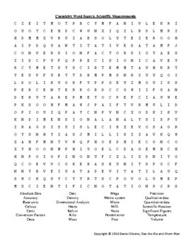 Preview of Chemistry Word Search - Scientific Measurements