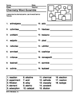 Chemistry Word Search, Secret Code and Word Scramble ...