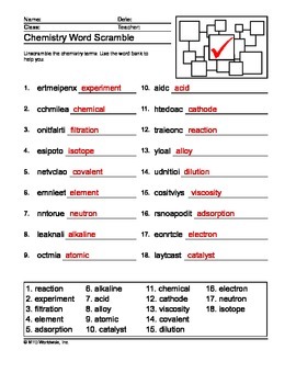 chemistry word search secret code and word scramble printables tpt