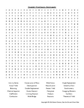 Preview of Chemistry Word Search - Stoichiometry