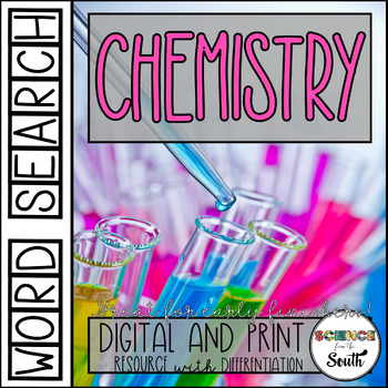 Preview of Chemistry Word Search Worksheet End of Year Activity with Differentiation