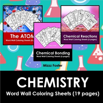 Preview of Chemistry Word Wall Coloring Sheet Bundle (19 pages)