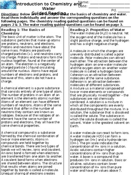 Preview of Chemistry and Water Introduction Guided Reading