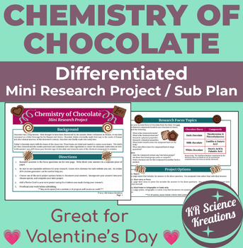 Preview of Chemistry of Chocolate Mini Research Project & Sub Plan (Differentiated)