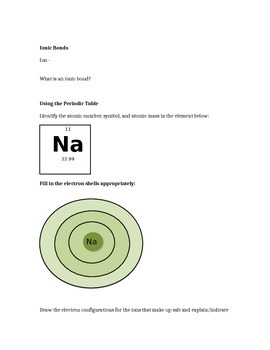 Preview of Chemistry of Life Note Sheet