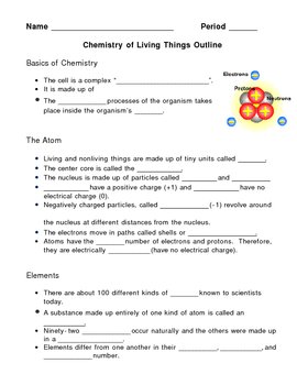 Preview of Chemistry of Living Things - Biochemistry Notes Outline Lesson Plan
