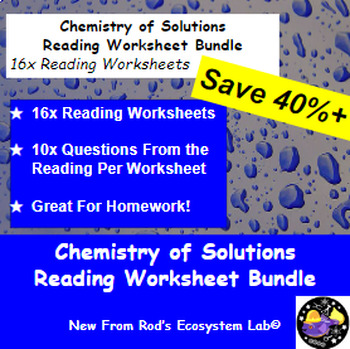 Preview of Chemistry of Solutions Module Reading Worksheet Bundle **Editable**